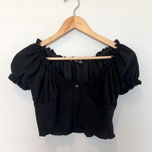 Super cute, black, Nasty Gal off the shoulder crop top